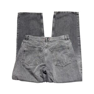 Zara Womens Straight Leg Jeans Charcoal Grey Faded Denim High Rise Size 8 40